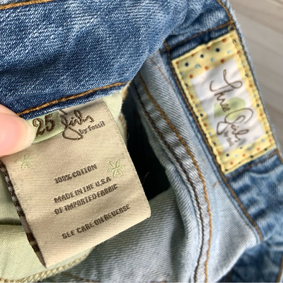 Vintage Three Girls by Fossil Rare Light Wash Distressed Boot Cut Denim Jeans 25 - Picture 11 of 11